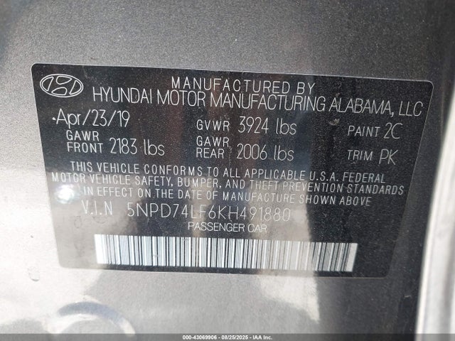 Hyundai mpi nu 2019 5NPD74LF6KH491880 Image 9