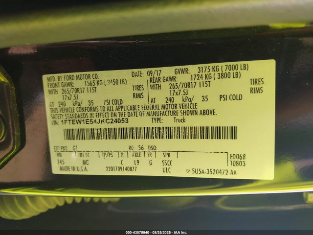 Ford 5.0l 4v 2018 1FTEW1E54JKC24053 Image 9