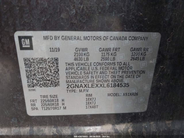 2020 CHEVROLET EQUINOX 2GNAXLEXXL6184535 Photo 8