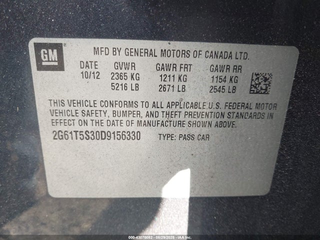 2013 CADILLAC XTS 2G61T5S30D9156330 Photo 8