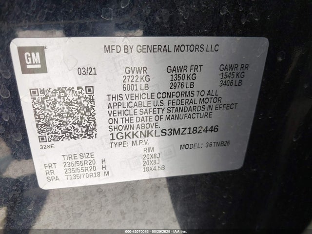 GMC lgx 2021 1GKKNKLS3MZ182446 Image 9