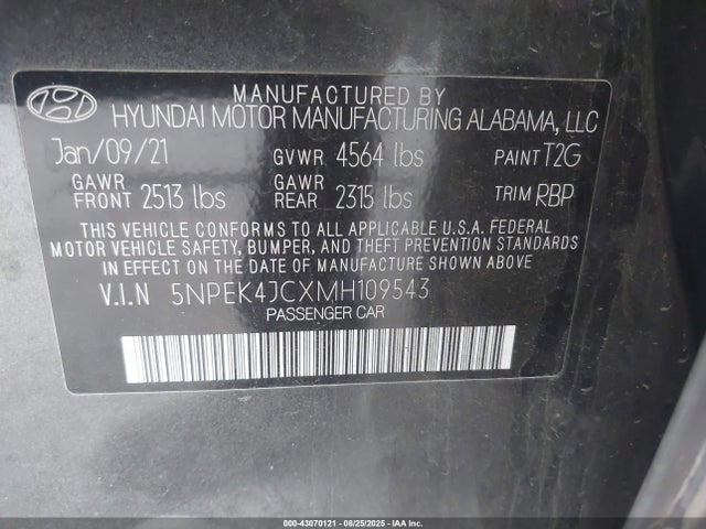 5NPEK4JCXMH109543 Hyundai t-gdi theta iii