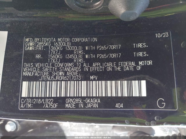 Aukcja sprzedaży 2024 Toyota 4runner Sr5 Premium, vin: JTENU5JR0R6217073, numer aukcji: 43070175