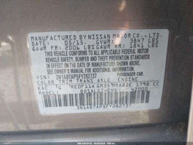 3N1AB7AP5FY282737 Nissan 2015