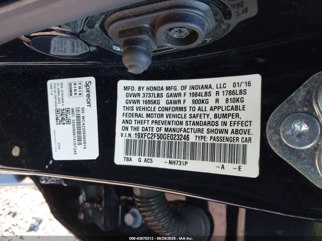 Honda k20c2 2016 19XFC2F50GE023246 Image 9