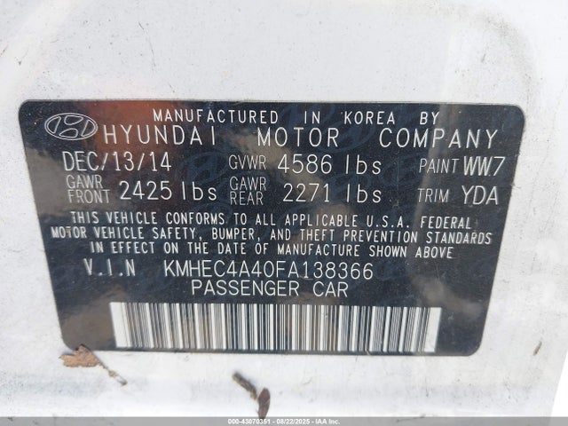 Hyundai dohc mpi theta ii 2015 KMHEC4A40FA138366 Image 21