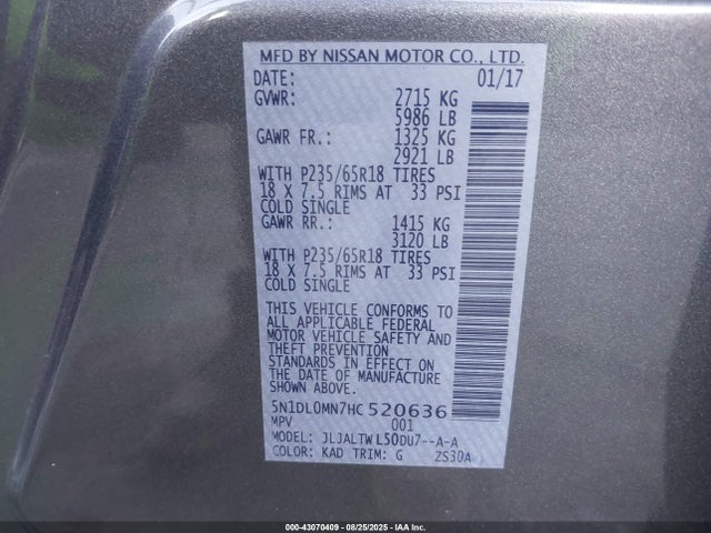 Infiniti 2017 2017 5N1DL0MN7HC520636 Image 9