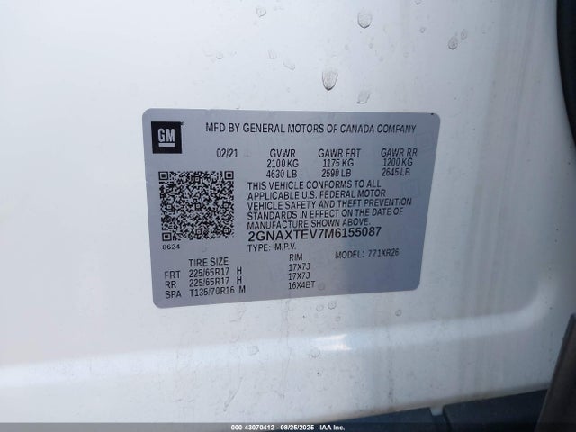 Chevrolet lyx 2021 2GNAXTEV7M6155087 Image 9