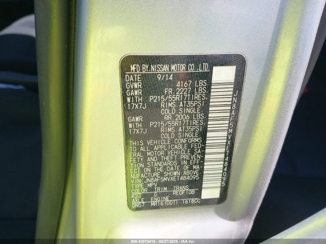 Nissan 2014 2014 JN8AF5MVXET484095 Image 9