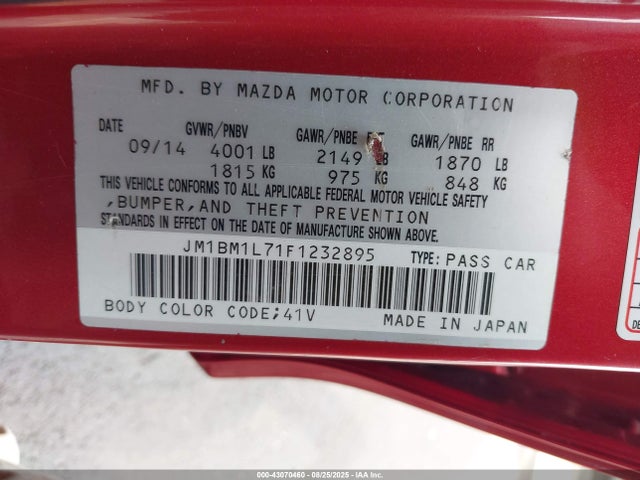 Mazda pe 2015 JM1BM1L71F1232895 Image 9