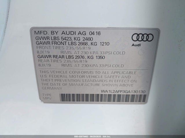 2016 AUDI Q5 WA1L2AFP3GA130130 Photo 8