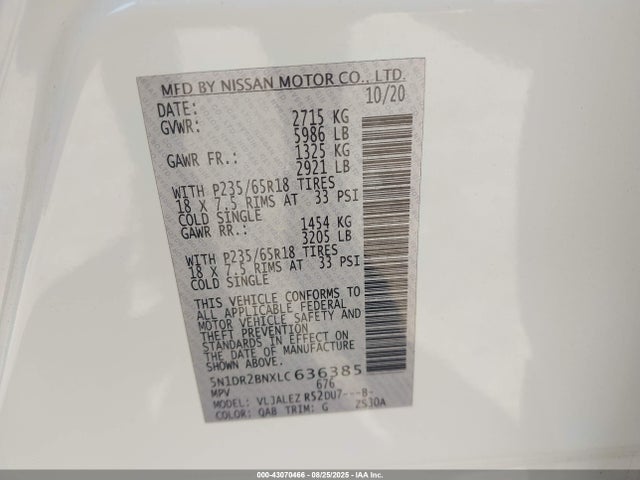 Nissan 2020 2020 5N1DR2BNXLC636385 Image 9