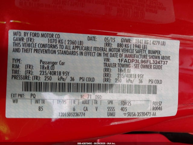 1FADP3L96FL324737 Ford 2015
