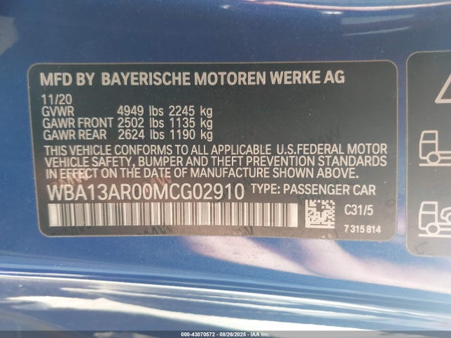 WBA13AR00MCG02910 BMW M440I