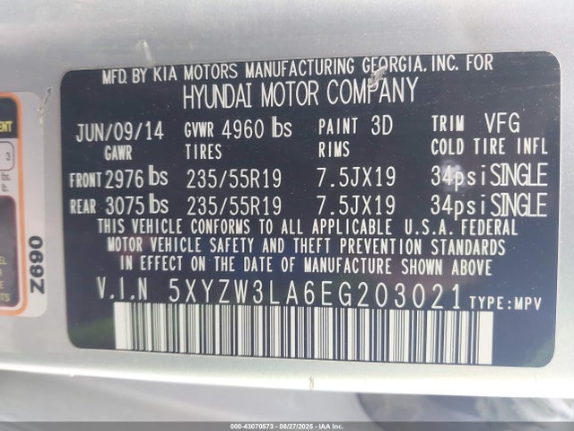 5XYZW3LA6EG203021 Hyundai t-gdi theta