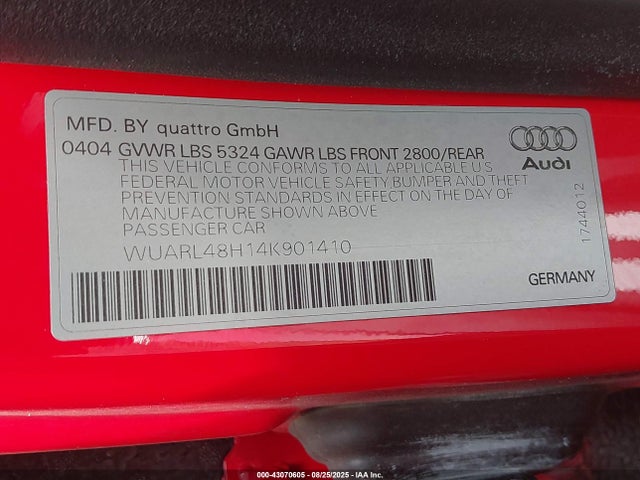 2004 AUDI S4 WUARL48H14K901410 Photo 8