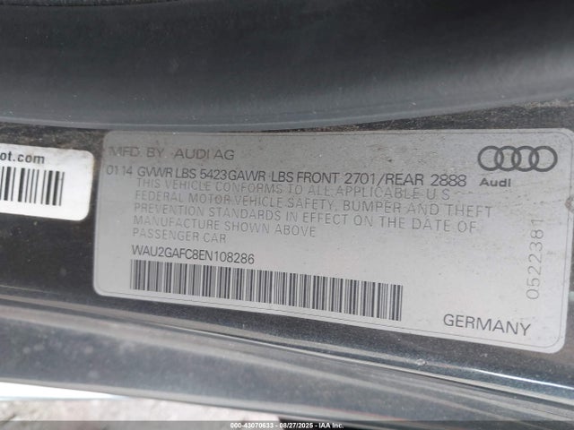 2014 AUDI A7 WAU2GAFC8EN108286 Photo 8