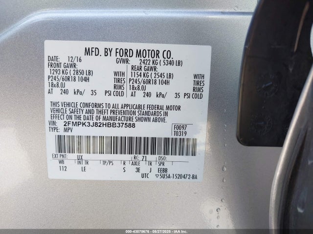 Ford 2017 2017 2FMPK3J82HBB37588 Image 9