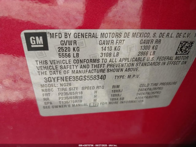 2016 CADILLAC SRX 3GYFNEE35GS558340 Photo 8