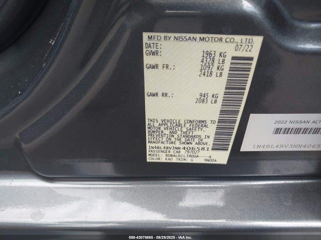 Nissan 2022 2022 1N4BL4BV3NN406581 Image 9