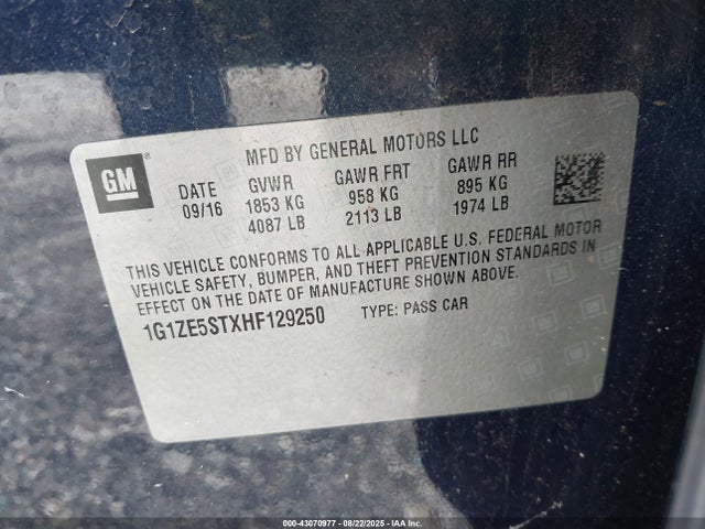 1G1ZE5STXHF129250 Chevrolet lfv - di: direct injection, vvt: variable valve timing, gen 1