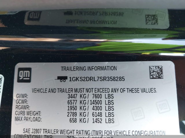 1GKS2DRL7SR358285 GMC l87