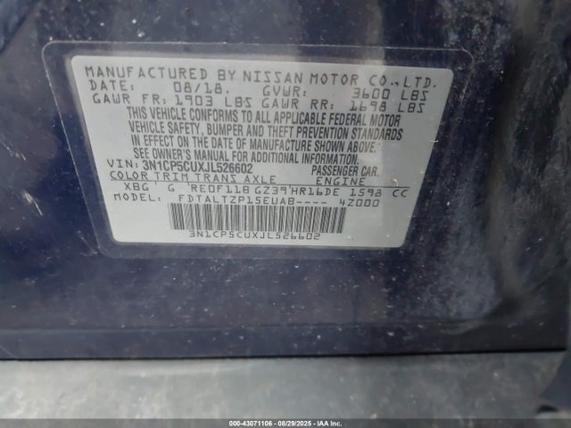 3N1CP5CUXJL526602 Nissan 2018