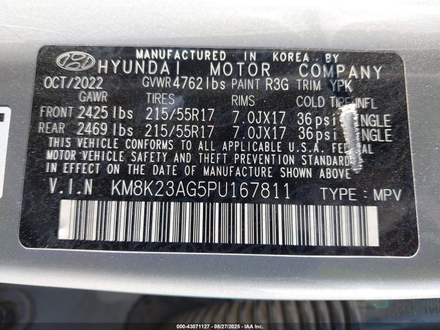KM8K23AG5PU167811 Hyundai 2023