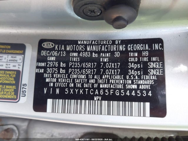 5XYKTCA65FG544534 KIA dohc t-gdi theta-ii