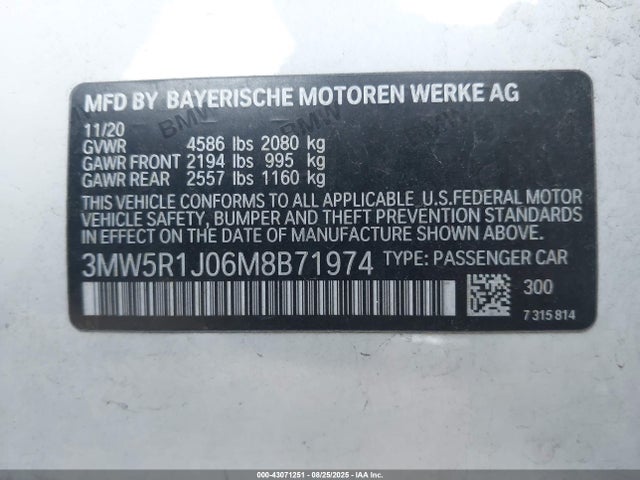 3MW5R1J06M8B71974 BMW 330I