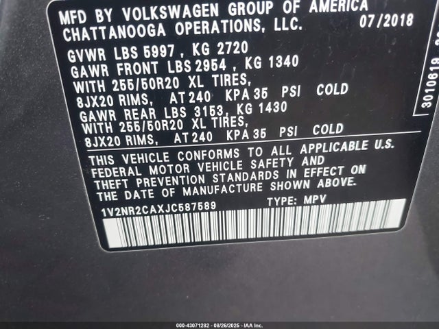 Volkswagen fsi 2018 1V2NR2CAXJC587589 Image 9