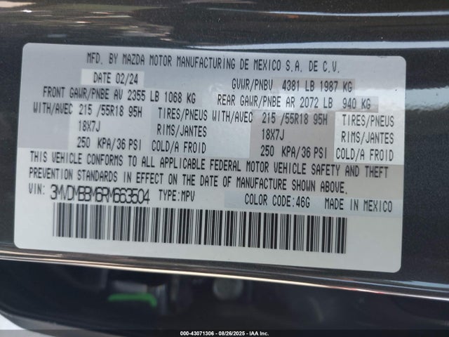 3MVDMBBM6RM663504 Mazda pyukd