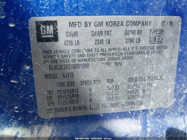 Buick luv mfi, vvt: variable valve timing, alum, e85 max 2017 KL4CJCSB5HB001990 Image 9
