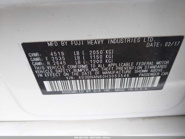 Subaru u5 2017 4S3BNAN60H3053546 Image 9