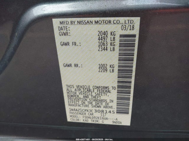 1N4AZ1CPXJC308145 Nissan 2018