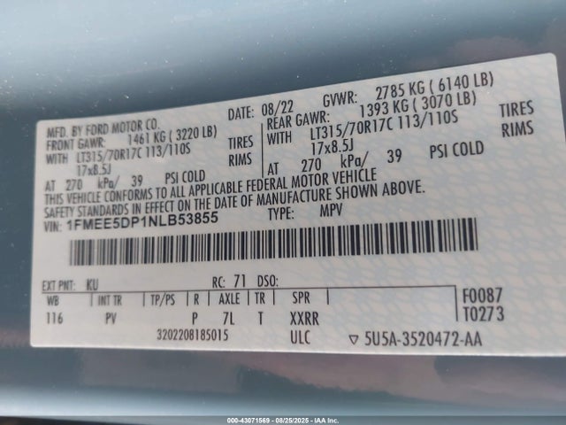 1FMEE5DP1NLB53855 Ford ecoboost