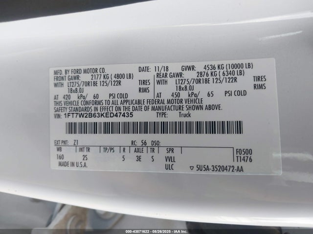 Ford F-250 2019 1FT7W2B63KED47435 Image 9