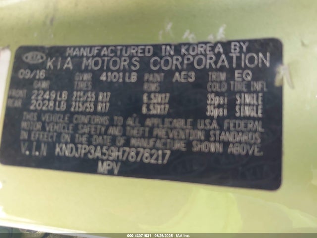KIA gdi 2017 KNDJP3A59H7878217 Image 9