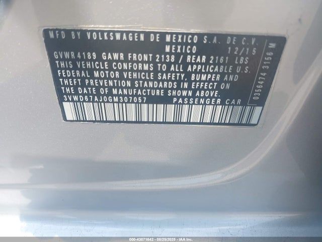 3VWD67AJ0GM307057 Volkswagen 1.4t