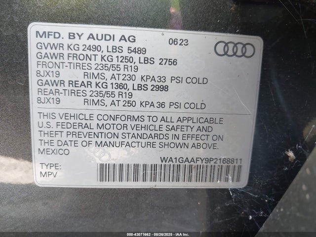 WA1GAAFY9P2168811 Audi 45 tfsi