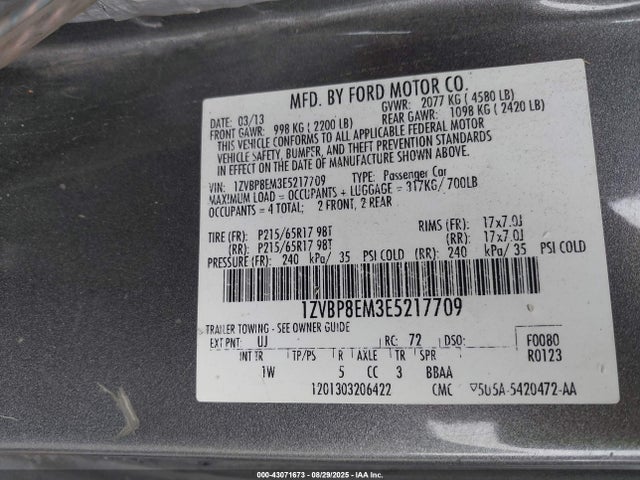 1ZVBP8EM3E5217709 Ford 2014