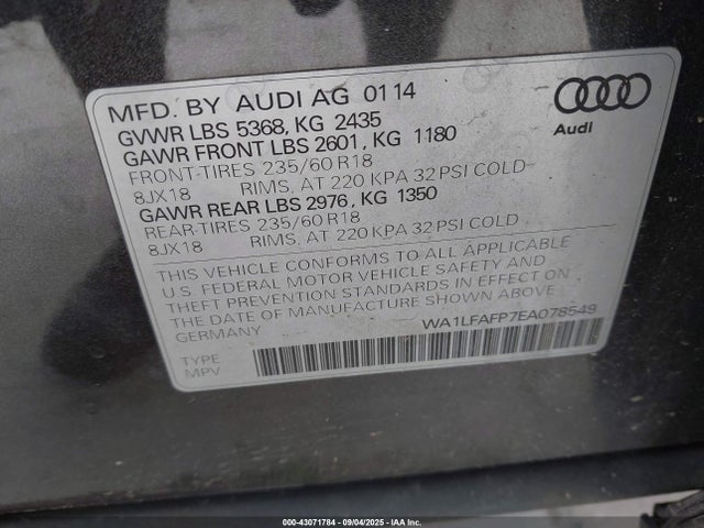 2014 AUDI Q5 WA1LFAFP7EA078549 Photo 8