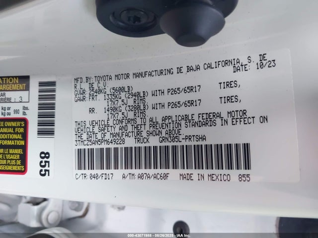 3TMCZ5AN5PM649228 Toyota 2gr-fks