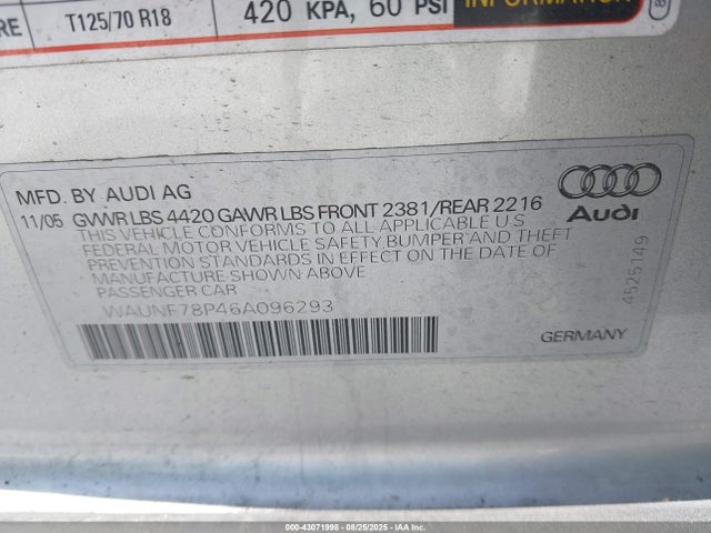 2006 AUDI A3 WAUNF78P46A096293 Photo 8