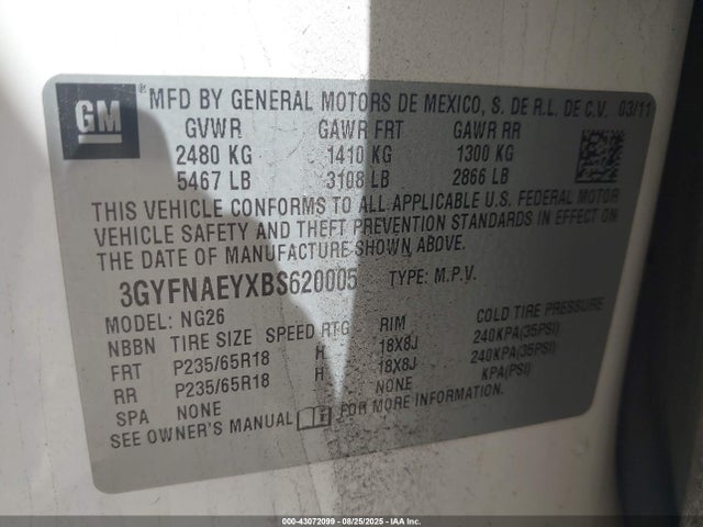 2011 CADILLAC SRX 3GYFNAEYXBS620005 Photo 8