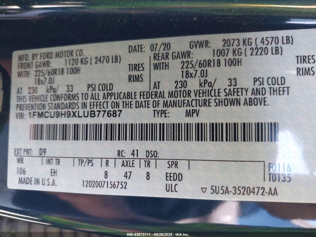 1FMCU9H9XLUB77687 Ford gtdi, 240ps