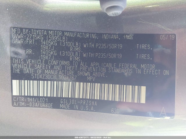 Toyota 2gr-fks 2020 5TDXZ3DC8LS024767 Image 9