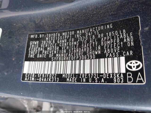 Toyota 2zr-fe 2015 5YFBURHE0FP306390 Image 9