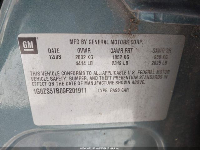 2009 SATURN AURA 1G8ZS57B09F201911 Photo 8