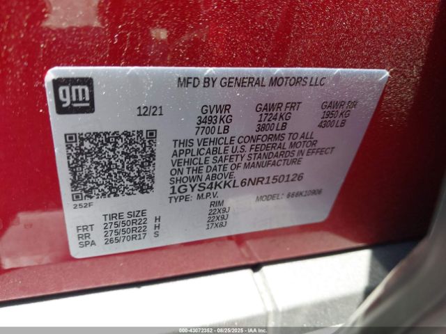 2022 CADILLAC ESCALADE ESV 1GYS4KKL6NR150126 Photo 8